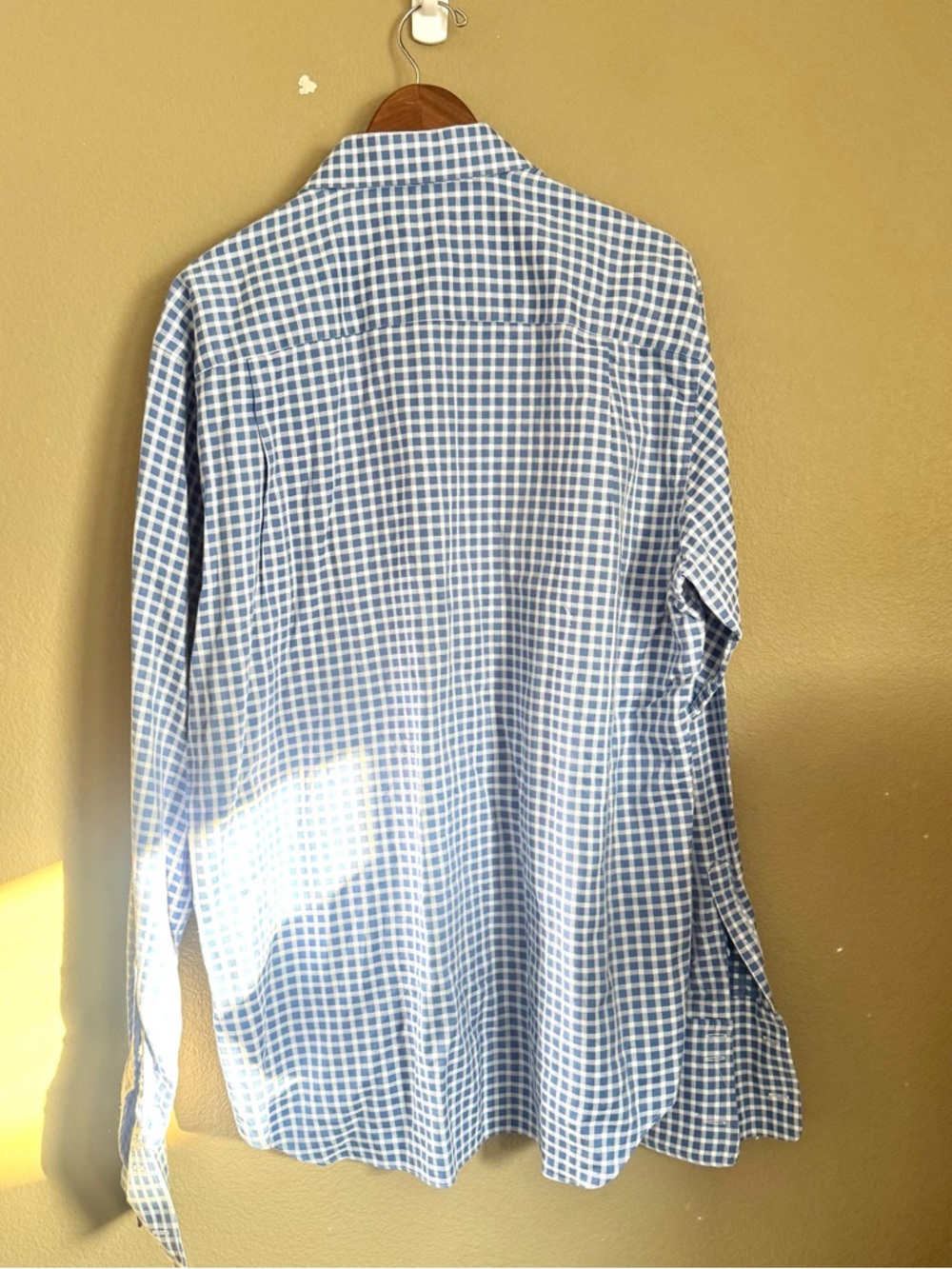 David Donahue MENS Checkered Button Front Long Sleeve Shirt Blue Size 17 | 36/37 - Picture 6 of 8